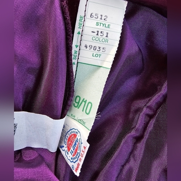 Vintage Alfred Angelo 80s Velvet Purple Dress USA Made 9 / 10 - Picture 5 of 6